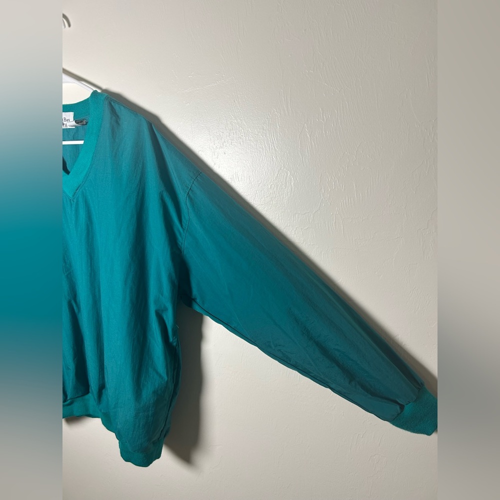 Vintage 90s Coral Bay Golf Teal Nylon V-Neck Pullover Windbreaker Size Large - Picture 5 of 8